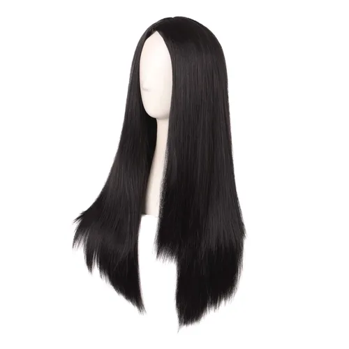 Miniatura 3 de MapofBeauty - Peluca sintética larga especial para mujer, de 28 pulgadas (70 cm), cabello lacio, color negro