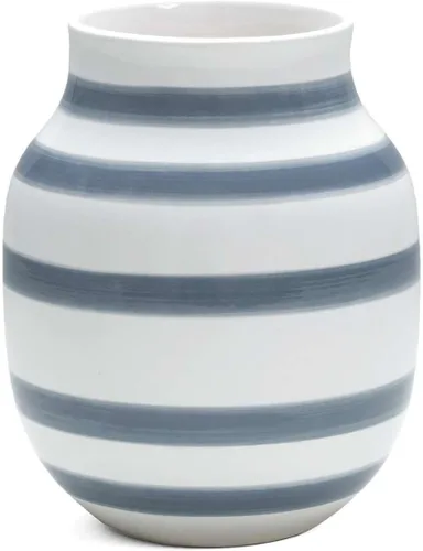 Miniatura 18 de Hak Kähler Omaggio - Jarrón de porcelana con rayas, moderno jarrón redondo, bulboso y escandinavo para flores, negro, 7.9 in