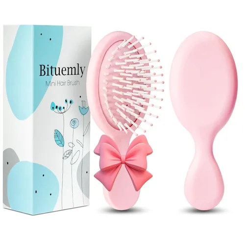 Miniatura 9 de Bituemly 4 mini cepillos para el pelo, cepillo desenredante de viaje para niñas, niños, mujeres, hombres, cepillo pequeño de bolsillo para cabello