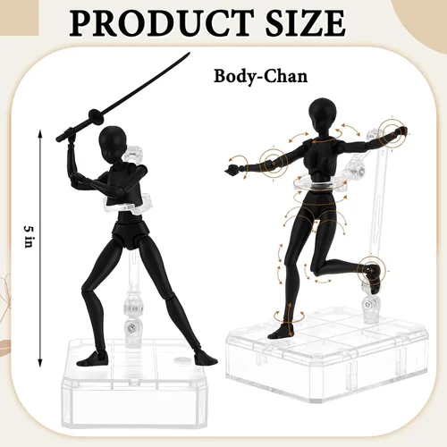Miniatura 4 de Yookeer Conjunto de cuerpo, figuras de acción de dibujo, muñeca de dibujo de PVC femenino y masculino, modelo humano, maniquí, figuras de maniquí