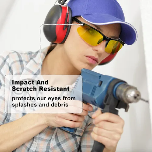 Miniatura 4 de Kathfly 36 gafas de seguridad resistentes a los arañazos, gafas de seguridad protectoras con lente (ámbar)
