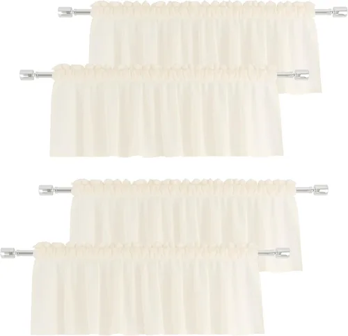 Miniatura 13 de Cenefas traslúcidas beige de 18 pulgadas, cortinas para ventana de sala de estar, dormitorio, cocina, mini paneles de cortina cortos pequeños