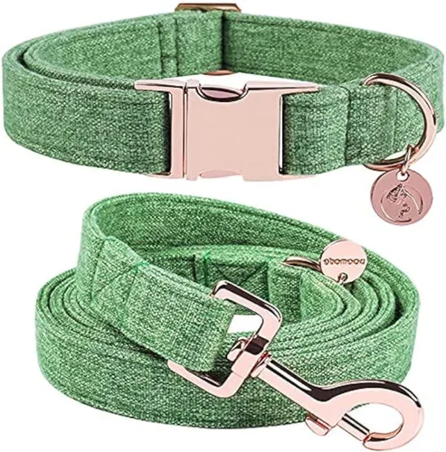 Miniatura 19 de DOGWONG Collar y correa de algodón para perro, collar para mascotas, suave, duradero, básico, para perros pequeños, medianos y grandes Negro