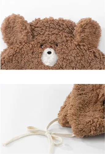 Miniatura 6 de Lindo sombrero de oreja de oso kawaii estético, gorro de invierno suave y cálido para mujer