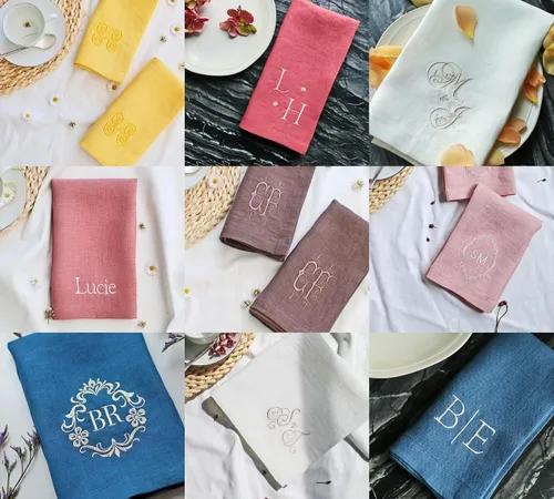 Miniatura 8 de Servilletas personalizadas bordadas con cualquier texto y diseño de monograma, añadir un nombre, servilletas de alta calidad con bordado, gran