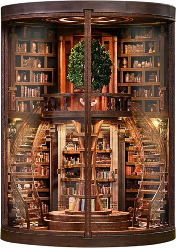 Miniatura 10 de Kit de Rincón de Libros, Kit de Casa en Miniatura DIY, Kit de Construcción de Mini Casa, Kit de Casa de Muñecas en Miniatura para Adultos