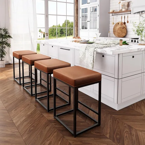 Miniatura 9 de ALPHA HOME Taburetes de bar de 24 pulgadas de altura de mostrador, taburetes de bar tapizados para isla de cocina, taburetes de mostrador con cojín