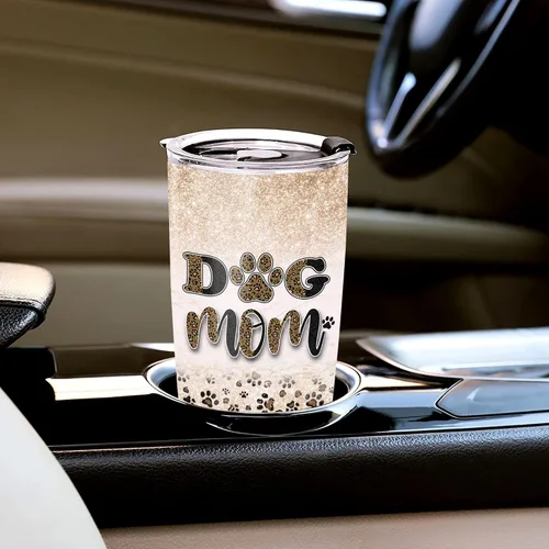 Miniatura 5 de WAZONE Vaso de viaje con estampado de huellas de leopardo, de acero inoxidable de 20 onzas, con aislamiento al vacío, ideas de cumpleaños, día