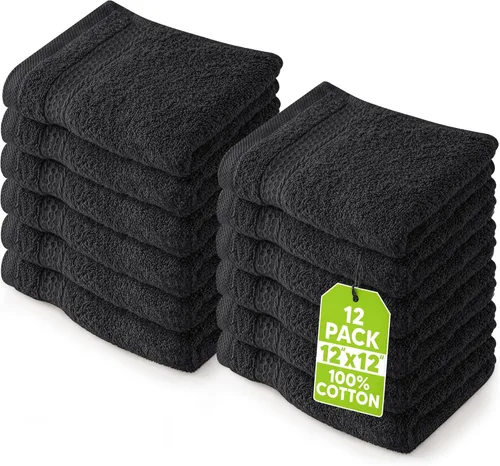 Miniatura 9 de Utopia Towels Juego de 12 toallas pequeñas (12 x 12 pulgadas), 100% algodón hilado en anillo, altamente absorbentes y suaves al tacto, esenciales