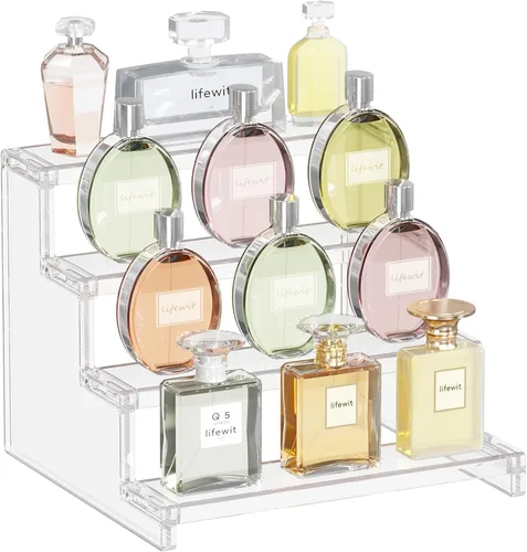 Lifewit Organizador de Soporte de Perfumes de 4 Niveles para Mujeres, Elevador de Exhibición de Plástico, Montaje sin Herramientas, Estante de