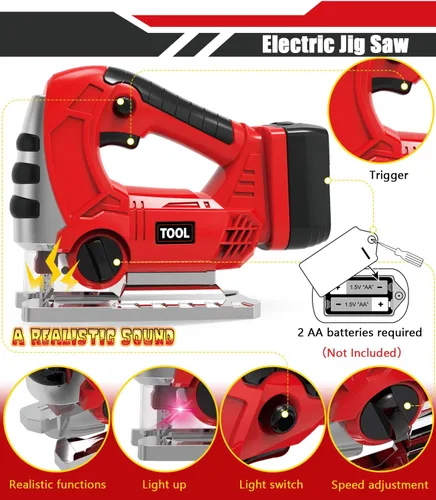 Miniatura 4 de Juego de herramientas para niños con taladro eléctrico de juguete para Halloween, motosierra de Halloween, herramientas de juguete realistas