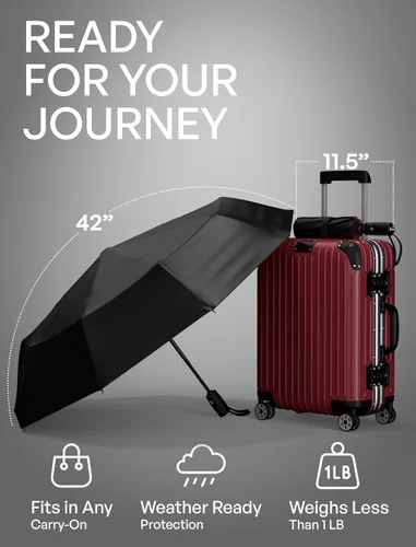 Miniatura 116 de REPEL Windproof Travel Umbrella - Compact & Withstands Winds up to 85MPH , Strongest Premium Auto Folding Umbrella for Rain and Sun - Durable, Light