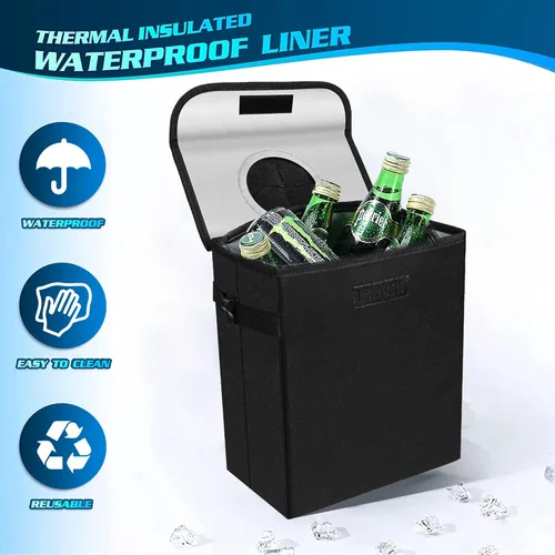 Miniatura 4 de Basurero para automóvil con tapa, organizador y almacenamiento a prueba de fugas, impermeable, cubo de basura multiusos para automóvil