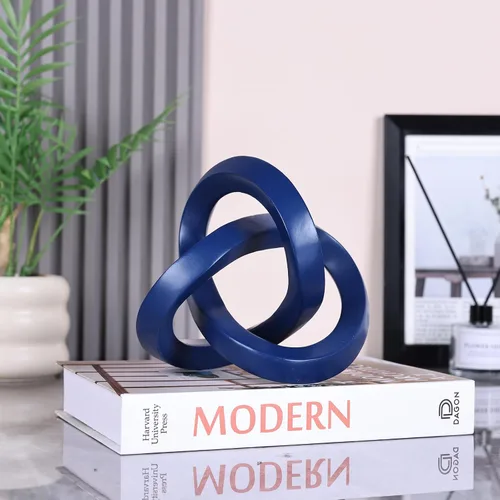 Miniatura 7 de DOVDOV Escultura decorativa de nudo azul, estética de decoración de habitación azul, estatua de anillo Mobius para estantería, sala de estar, mueble