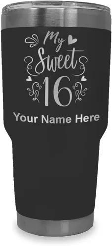 Miniatura 30 de LaserGram Taza aislada al vacío de 20 onzas, My Sweet 16, grabado personalizado incluido (gris)