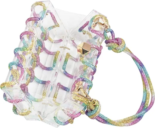 Miniatura 4 de Diamante hand Bag. Rhinestone Evening bag. Hardbodied acrylic handbag. Gift for her. Sparkling rope handbag