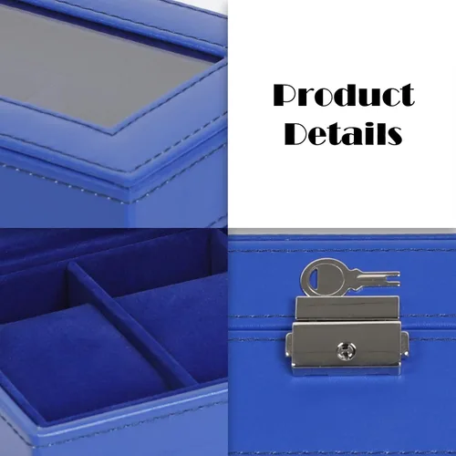 Miniatura 28 de NEX Caja de reloj organizador para hombres, de piel sintética superior de cristal para el almacenamiento de relojes