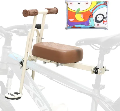 Miniatura 7 de Asiento de bicicleta para niños montado en la parte delantera y manillar, asiento de bicicleta infantil con media barandilla, asientos de bicicleta