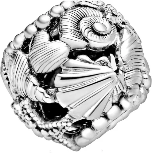 Miniatura 4 de Abalorio de plata de ley con diseño de estrella de mar, conchas de mar y corazones, diseño tropical
