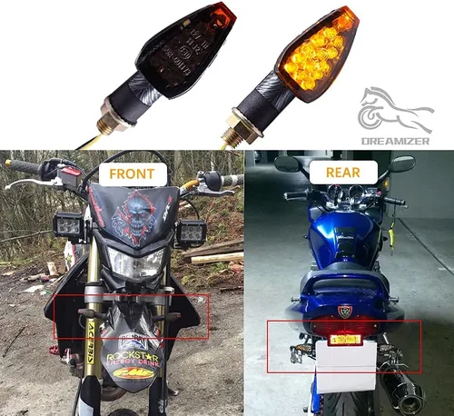 Miniatura 8 de DREAMIZER 4 unids universal motocicleta LED intermitentes luces intermitentes luces intermitentes luz ámbar compatible con Yamaha MT03 MT07 MT09
