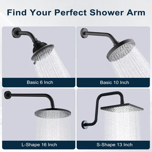Miniatura 6 de BRIGHT SHOWERS Brazo de extensión de cabezal de ducha de 13 pulgadas con brida, brazo elevador en forma de "S" de alto alcance, brazo de tubo