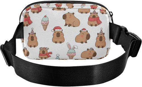 Miniatura 2 de Capybara Christmas White Fanny Packs for Women Men Belt Bag Fashion Waist Packs Crossbody Bag Casual Waist Pouch Bum Bags for Workout