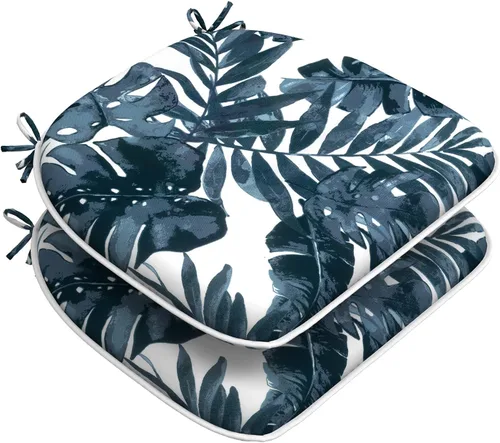 Miniatura 70 de DYTXIII Juego de 2 cojines para sillas de exterior con lazos, almohadillas repelentes al agua para sillas de patio de 17 x 16 pulgadas para muebles