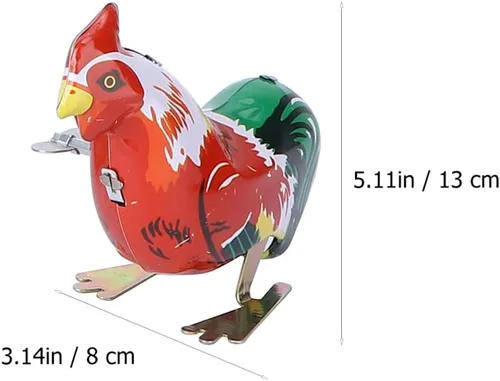 Miniatura 6 de Toyvian 4 piezas Vintage Tin Toys Clockwork Juguetes Metal Mecanismo Primavera Enrollar Metal Saltar Animal Gallo Tortuga Interesante
