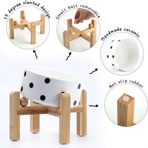 Miniatura 4 de Petygooing Tazón elevado/relevado de cerámica para perros de 15° inclinado para razas pequeñas y medianas, tazón antideslizante inclinado para Punto