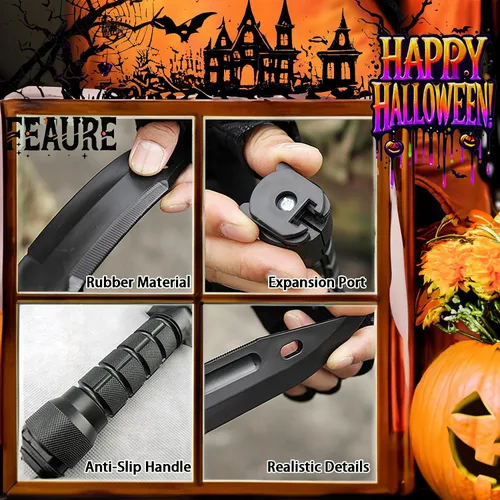 Miniatura 3 de TIETHEKNOT Cuchillo táctico de goma de plástico con funda para entrenamiento militar, adecuado para armas blandas, armas de fuego, artes marciales
