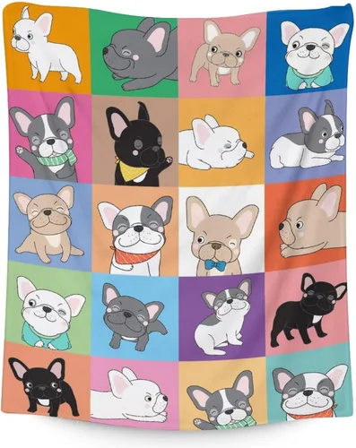 Miniatura 15 de Manta personalizada de bulldog francés con texto y nombre, 30 x 40 pulgadas, manta de franela suave, cálida, ligera y acogedora, regalo para amantes