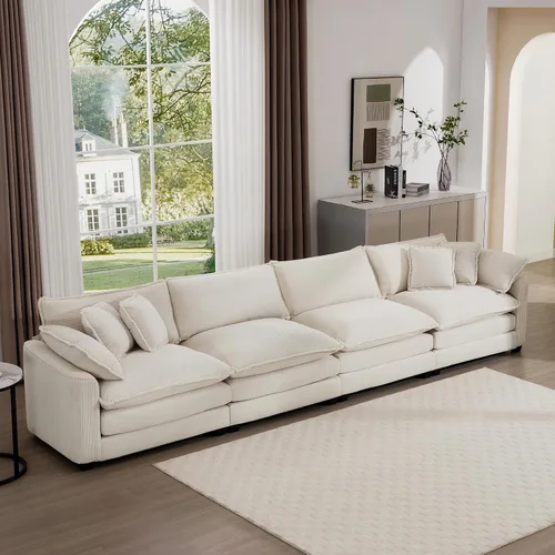 Miniatura 46 de Aoowow Sofá de dos plazas de pana, modernos sofás de nube de 2 plazas para sala de estar, sofás modulares de nube seccionales con asiento profundo