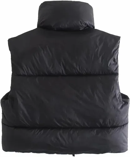 Miniatura 2 de HOULENGS Chaleco acolchado para mujer, ligero, sin mangas, cálido, para invierno, con cuello alto