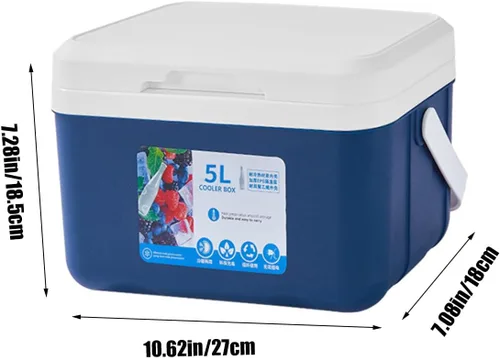 Miniatura 2 de Enfriador portátil para acampar con asas de 5 litros, enfriador de hielo pequeño y duro, a prueba de fugas, para exteriores, mantiene el hielo hasta