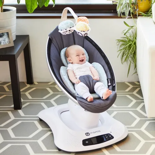 Miniatura 8 de 4moms Inserto para bebé RockaRoo y MamaRoo, lavable a máquina, tela de malla fresca, diseño reversible, menta