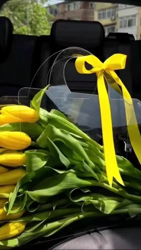 Miniatura 5 de Bolsas de flores transparentes con asas para ramos de floristería, suministros de embalaje, 10 unidades, día de San Valentín, 13.7 x 9.8 x 4.7