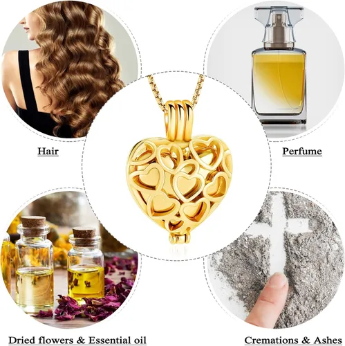 Miniatura 5 de Collar con medallón de cremación conmemorativa con corazón eterno con mini urna para cenizas de seres queridos