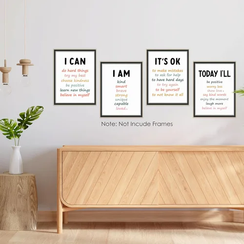 Miniatura 6 de BESERH Positive Affirmation Wall Decor, Inspirational Motivational Quote Wall Art Prints Posters for Classroom Kids Room Nursery Playroom, 12x16