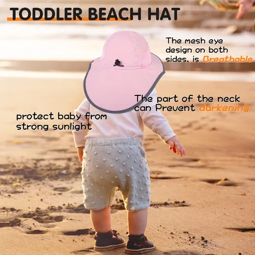 Miniatura 6 de Sombrero de sol para bebé, sombreros de protección solar para niños pequeños, UPF 50+, gorra de playa de verano al aire libre para niños y niñas