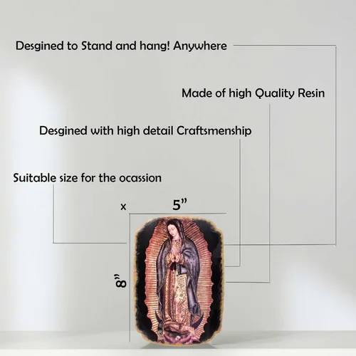 Miniatura 7 de mrcjsales: Placa Nuestra Señora de Guadalupe Pregamino Artesanía en resina Símbolo cultural único marco religioso cuadro virgen de guadalupe