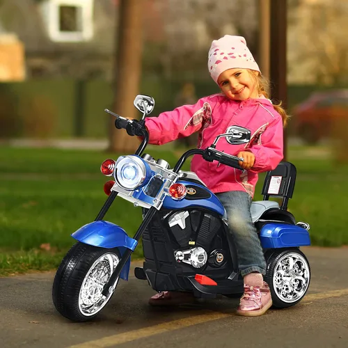 Miniatura 2 de HONEY JOY Motocicleta para niños, mini moto eléctrica de 3 ruedas con batería de 6 V, juguete de paseo con claxon y faro, pedal de pie, para niños