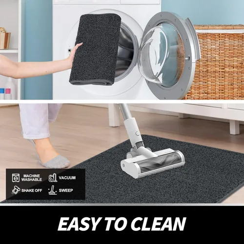 Miniatura 6 de LINLA - Tapete para interiores que absorbe el barro, lavable a máquina, respaldo de goma antideslizante, ideal para puerta de entrada para limpiarse