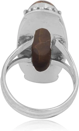 Miniatura 3 de Anillo largo ovalado de ojo de tigre 925 anillo de cóctel de plata esterlina hecho a mano joyería de plata anillo de dedo medio anillo de boda