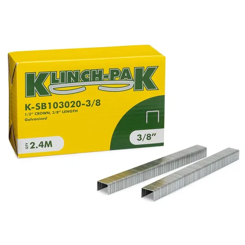 Miniatura 10 de K-777/12, 1/2 pulgada de pierna x 1/2 pulgada de ancho con corona de alicates galvanizados de alta resistencia, 2400 por paquete, para bandejas
