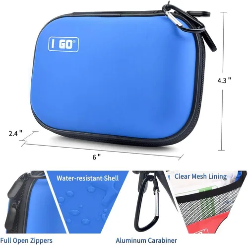 Miniatura 2 de I GO Kit de primeros auxilios compacto de 85 piezas, pequeño kit de supervivencia de emergencia personal para viajes, senderismo, camping, Negro
