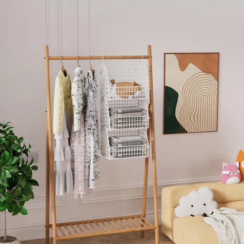 Miniatura 5 de PUPPYCUTE Organizador y almacenamiento de armario colgante, estantes colgantes de ropa, cestas de alambre para ropa, suéteres, bolsos, zapatos
