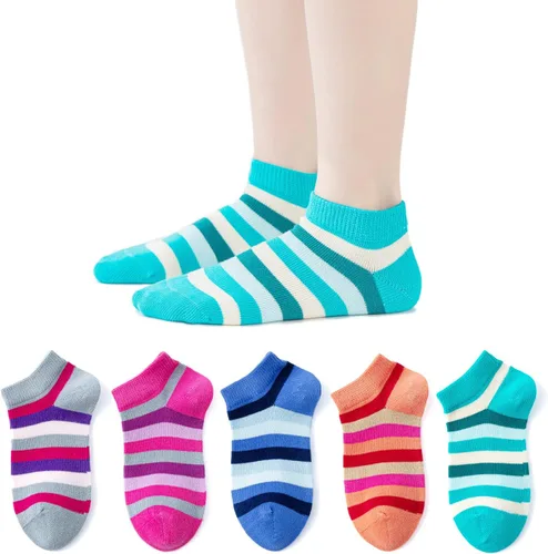 Miniatura 14 de EPEIUS Paquete de 5 calcetines sin costuras con rayas arcoíris para niños y niñas
