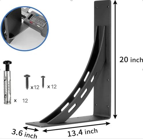 Miniatura 2 de Soportes de estante de 20 pulgadas de alta resistencia, carga máxima 1100 libras, soportes de repisa de aleación premium (juego de 2) Soportes