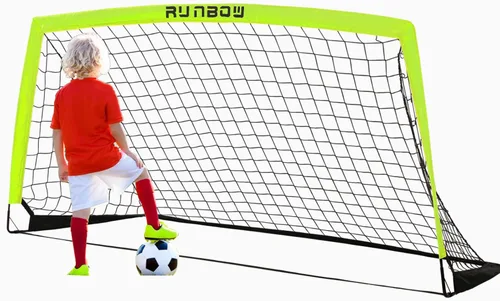 Miniatura 14 de Portería de fútbol infantil de 6 x 4 pies con bolsa de transporte, red de fútbol plegable portátil para entrenamiento de práctica en el patio