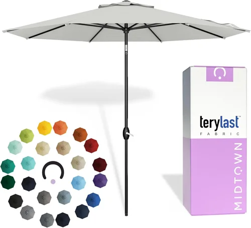 Miniatura 22 de Midtown Umbrellas 10 años sin decoloración, 6 pies, tela de poliéster roja a prueba de rayos UV, sombrilla para patio al aire libre, marco